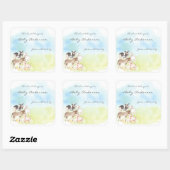 Waterverf Boerderijdieren Boekplaat Vierkante Sticker (Vel)