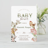 Waterverf Boerderijdieren Stabiel Baby shower Kaart (Staand voorkant)