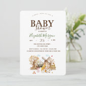 Waterverf Boerderijdieren Stall Baby shower Kaart (Staand voorkant)