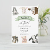 Waterverf boerderijdieren twee jaar kaart (Staand voorkant)