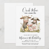 Waterverf boerderijdieren verjaardag kaart (Voorkant / Achterkant)