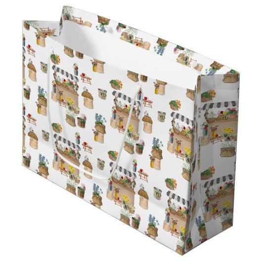 Waterverf Boeremarkt Bloemenkraam Standaard Groot Cadeauzakje (Voorkant Gekanteld)