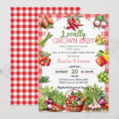 Waterverf boeren brengen lokaal geteelde babyshowe kaart (Voorkant / Achterkant)