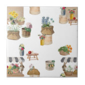 Waterverf Boerenmarkt Bloemenkar Keuken Tegeltje (Voorkant)