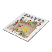 Waterverf Boerenmarkt Bloemenkar Keuken Tegeltje (Zijkant)