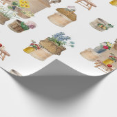 Waterverf Boerenmarkt Bloemenwagen Stand Cadeaupapier (Hoek)