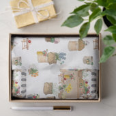 Waterverf Boerenmarkt Bloemenwagen Stand Tissuepapier (Geschenk)