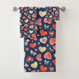 Waterverf bogen en harten bad handdoek