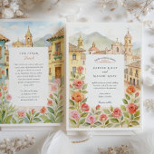 Waterverf Bogotá Colombia Huwelijksuitnodiging Kaart