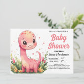 Waterverf Boheemse bewerkbare dinosaurus Baby show Kaart (Staand voorkant)