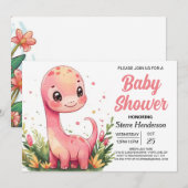 Waterverf Boheemse bewerkbare dinosaurus Baby show Kaart (Voorkant / Achterkant)