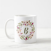Waterverf Boheemse Bloemenkrans Monogram Mok (Links)