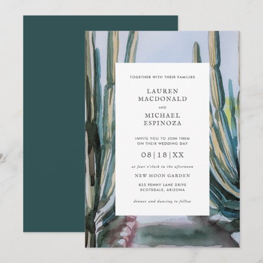 Waterverf Boheemse Cactus Groene Woestijn Kaart (Voorkant / Achterkant)