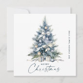 Waterverf Boheemse Neutraal Blauwe Kerstboom Feestdagenkaart (Voorkant)