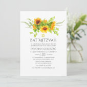 Waterverf Bohemian Boho Sunflower Bat Mitzvah Kaart (Staand voorkant)