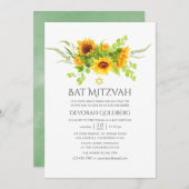 Waterverf Bohemian Boho Sunflower Bat Mitzvah Kaart (Voorkant / Achterkant)