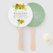 Waterverf Bohemian Boho Sunflower Wedding Favor Handwaaier (Voorkant en achterkant)