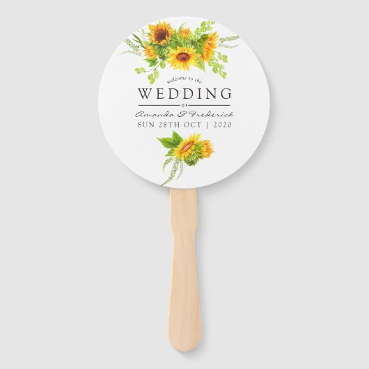 Waterverf Bohemian Boho Sunflower Wedding Favor Handwaaier (Voorkant)