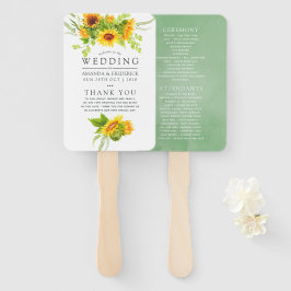 Waterverf Bohemian Boho Sunflower Wedding Programm Handwaaier
