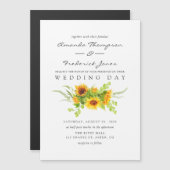 Waterverf Bohemian Boho - Zonnebloemen bruiloft Magnetische Uitnodiging (Voorkant / Achterkant)