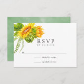 Waterverf Bohemian Boho - Zonnebloemen bruiloft RSVP Kaartje (Voorkant / Achterkant)