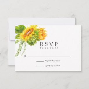 Waterverf Bohemian Boho - Zonnebloemen bruiloft RSVP Kaartje