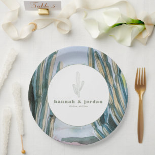Waterverf Bohemian Cactus Green Desert Wedding Papieren Bordje