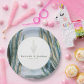 Waterverf Bohemian Cactus Green Desert Wedding Papieren Bordje (Feest)