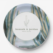 Waterverf Bohemian Cactus Green Desert Wedding Papieren Bordje (Voorkant)