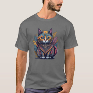 Waterverf Bohemian Cat met magische contouren T-shirt