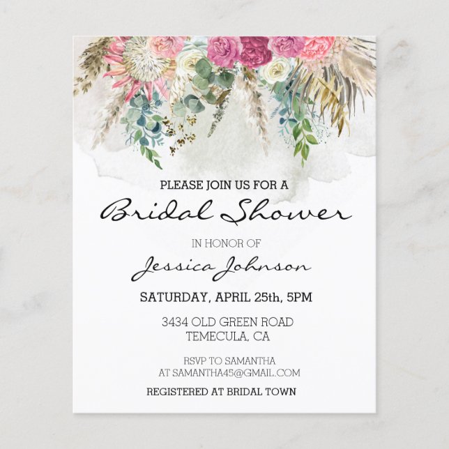 Waterverf Bohemian Eucalyptus Floral Bouquet (Voorkant)