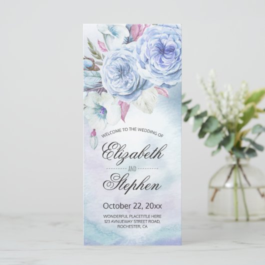 Waterverf Bohemian Floral Feather Programmakaart (Staand voorkant)