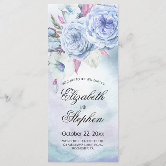 Waterverf Bohemian Floral Feather Programmakaart (Voorkant)