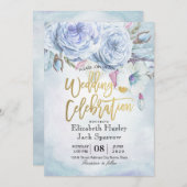 Waterverf Bohemian Floral Feathers Kaart (Voorkant / Achterkant)