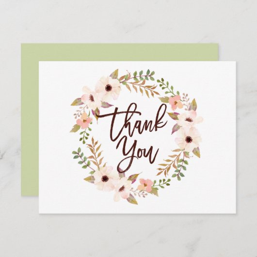 Waterverf Bohemian Floral Hartelijk dank Bedankkaart (Voorkant / Achterkant)
