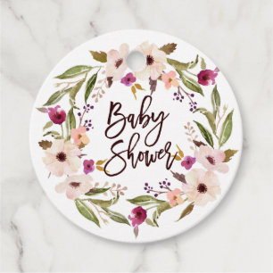 Waterverf Bohemian Floral Wreath Baby shower Bedankjes Labels