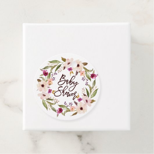 Waterverf Bohemian Floral Wreath Baby shower Bedankjes Labels (In situ)
