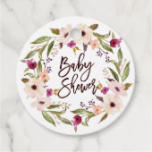 Waterverf Bohemian Floral Wreath Baby shower Bedankjes Labels (Voorkant)