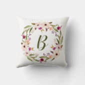 Waterverf Bohemian Floral Wreator Monogram Pillow Kussen (Achterkant)