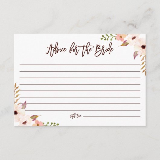 Waterverf Bohemian Flowers Advice for the Bride Advieskaart (Voorkant)