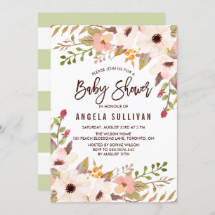 Waterverf Bohemian Flowers Baby shower Kaart