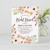 Waterverf Bohemian Flowers Bridal Brunch Kaart (Staand voorkant)