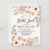 Waterverf Bohemian Flowers Bridal Lunch Kaart (Voorkant)