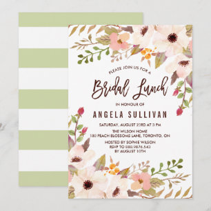 Waterverf Bohemian Flowers Bridal Lunch Kaart