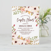 Waterverf Bohemian Flowers Couples Shower Kaart (Staand voorkant)