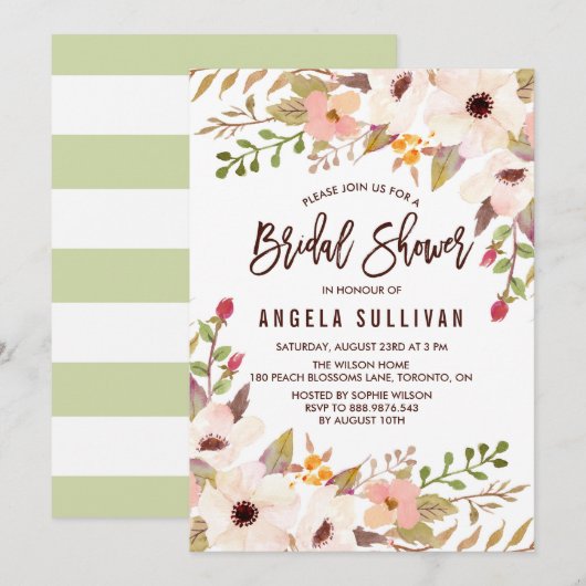 Waterverf Bohemian Flowers Vrijgezellenfeest Kaart (Voorkant / Achterkant)