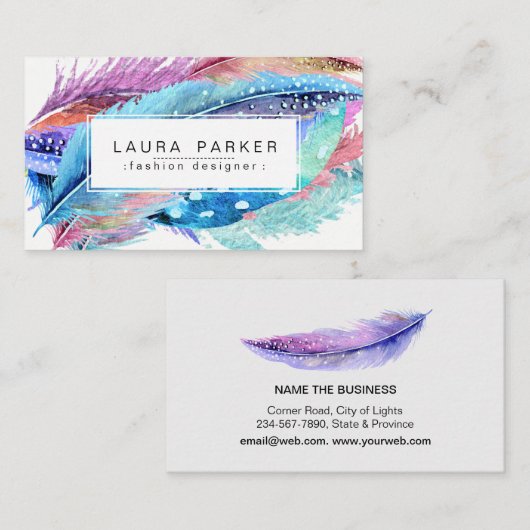 Waterverf Bohemian  Girly Chic Visitekaartje (Voorkant / Achterkant)