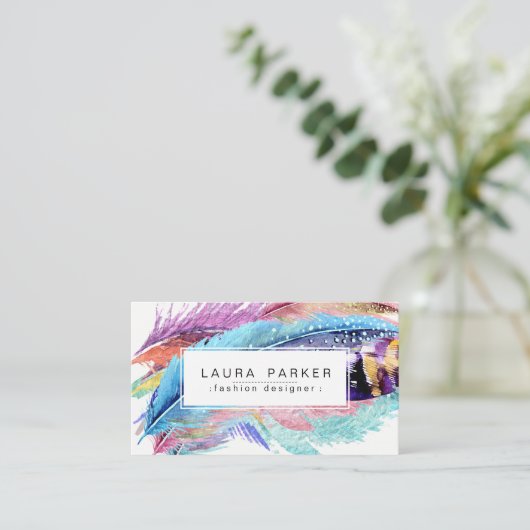 Waterverf Bohemian  Girly Chic Visitekaartje (Staand voorkant)