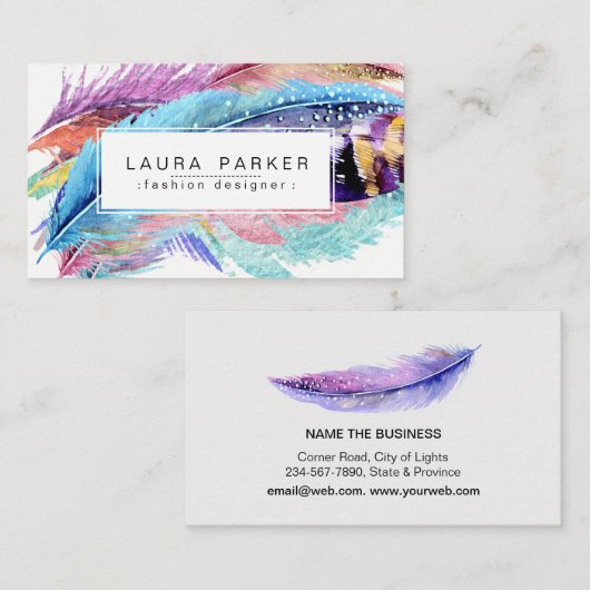 Waterverf Bohemian  Girly Chic Visitekaartje (Voorkant / Achterkant)