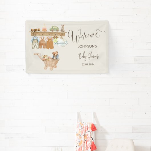 Waterverf Bohemian Nursery Baby shower Welkom Spandoek (Insitu)